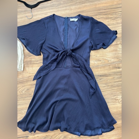 Satin Navy Blue Mini dress - Picture 2 of 2